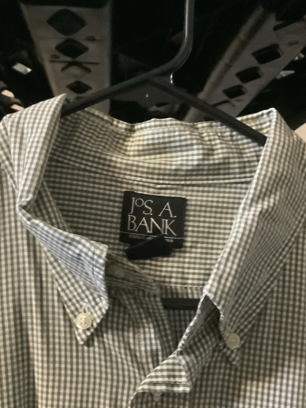 Jos. A. Bank Men’s Green and White Gingham Button-Down Shirt